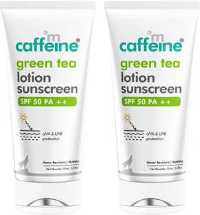 mCaffeine Sunscreen - SPF 50 PA++ Green Tea Sunscreen for Sun Protection & Fairness No White Cast- Pack of 2