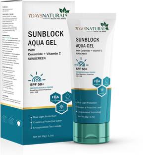 7days natural Sunscreen - SPF 50 PA+++ Sunscreen with SPF50+ with Vitamin C + Ceramide Aqua base Lightweight sunscreen