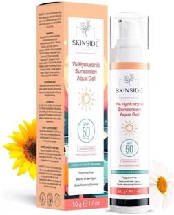 Skinside Sunscreen - SPF 50 PA++++ 1% Hyaluronic Sunscreen Aqua Gel Ultra Light