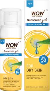 WOW SKIN SCIENCE Sunscreen - SPF 50 PA++ Sunscreen Gel For Dry Skin|With Aloe Vera & Hyaluronic|Hydrates Skin