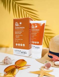 Little Dews Sunscreen - SPF 50 PA+++ Sunscreen With Aloe, Vitamin E & Glycerine For All Skin Type (2 x 50g)