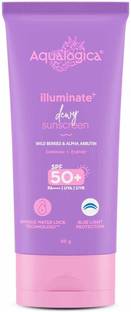 Aqualogica Sunscreen - SPF 50+ PA++++ Illuminate+ Dewy Sunscreen with Wild Berries & Alpha Arbutin | Fragrance-Free