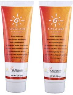 UVGlare Sunscreen - SPF 50 Pack of 2 Sunscreen Gel SPF 30 ++ for Sunburn