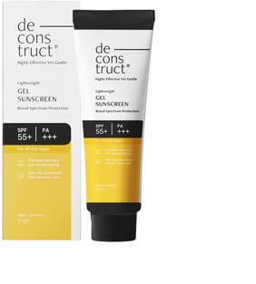 deconstruct Sunscreen - SPF 55+ PA+++ Lightweight Gel Sunscreen | No White Cast | For men & Women |