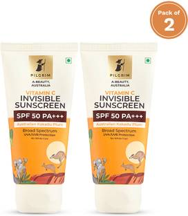 Pilgrim Sunscreen - SPF 50 PA+++ Vitamin C Invisible Sunscreen SPF 50 PA+++ No White Cast Pack of 2