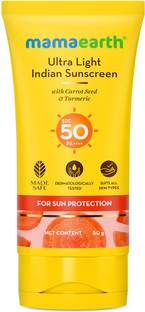 Mamaearth Sunscreen - SPF 50 PA+++ Ultra Light Indian Sunscreen with Carrot Seed & Turmeric|For Broad Spectrum