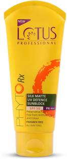 Lotus Professional Sunscreen - SPF 50 PA+++ Phyto-Rx Silk Matte UV Defence Sunblock.