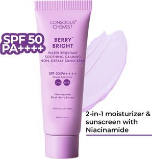 Conscious Chemist Sunscreen - SPF 50 PA++++ Niacinamide Sunscreen SPF 50 PA++++| Berry Extract, Lightweight, Water Resistant