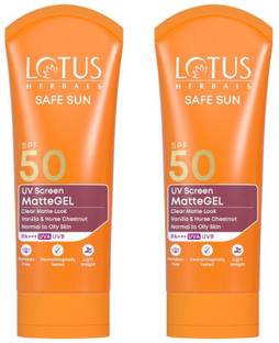 LOTUS HERBALS Sunscreen - SPF 50 PA+++ Safe Sun UV Screen MatteGEL Sunscreen SPF 50 PA+++(Pack of 2)