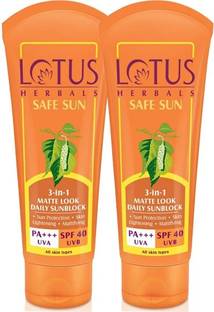 LOTUS HERBALS Safe Sun 3-In-1 Matte Look Daily Sunblock PA+++ Spf 40_200g (Set of 2)