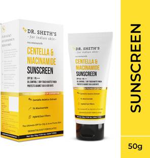 Dr. Sheth's Sunscreen - SPF 50 PA+++ Centella & Niacinamide Oil & Acne Control Sunscreen for Oily & Acne-Prone Skin