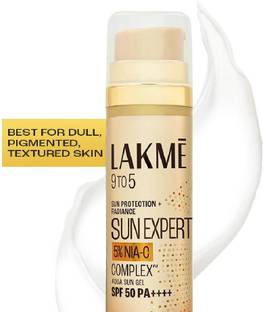 Lakmé Sunscreen - SPF 50 PA+++ Sun Expert 5% Nia-VIT C Sunscreen,SPF 50 PA++++ for UVA/B,Aqua Sun Gel