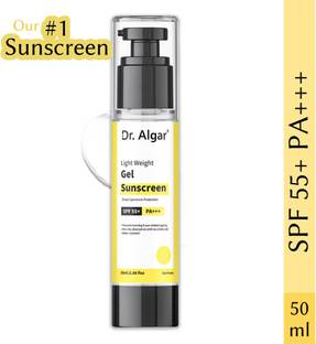 Dr. Algar Sunscreen - SPF 50 PA+++ Sunscreen - Lightweight Gel Sunscreen | No White Cast | For men & Women |