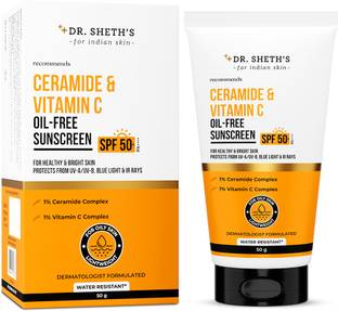 Dr. Sheth's Sunscreen - SPF 50 PA++++ Ceramide & Vitamin C Oil-Free Sunscreen For Healthy & Bright Skin