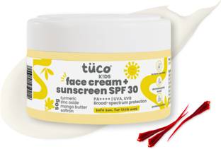 TuCo Sunscreen - SPF 30 PA++++ Intelligent Kids Saffron Face Cream & Sunscreen 50gm | Broad spectrum UV |