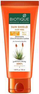 BIOTIQUE Sunscreen - SPF 30 PA++ Aloe Vera UVA Sunscreen Ultra Soothing Lotion