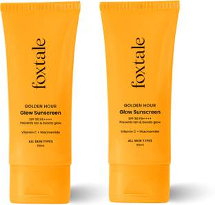 Foxtale Sunscreen - SPF 50 PA+++ Glow Sunscreen with Vitamin C & Niacinamide for a Dewy Glow | Pack of 2