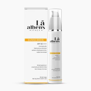 La Athens Sunscreen - SPF 50 PA+++ With ZinClear, InfraGuard & Deinococcus for UV and Blue Light Protection