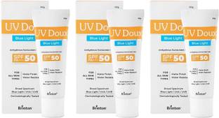 Brinton Sunscreen - SPF 50 PA+++ UV Doux Blue Light Sunscreen Protection Gel SPF 50 PA+++ , 50g x Pack of 3
