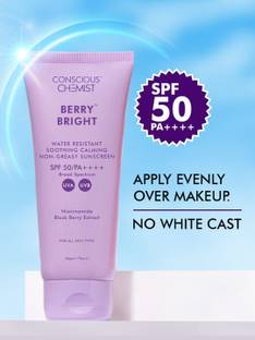 Conscious Chemist Sunscreen - SPF 50 PA++++ Niacinamide Sunscreen SPF 50 PA++++ | Blueberry, Water-Resistant, No White Cast