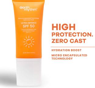 Earth Rhythm Sunscreen - SPF SPF 50 Tube PA++++ Ultra Defence Hybrid Sunscreen SPF 50 PA++++, Zero White Cast, Non Sticky