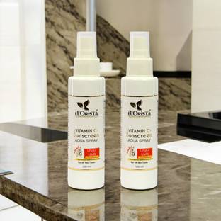 eL'Orista Sunscreen - SPF 50+ PA+++ Organic Certified Vitamin-C Brightening Sunscreen Aqua Spray, Pack of 2 X 100ML