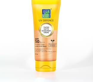 ASTABERRY Sunscreen - SPF 50 PA+++ | UV Defence Tinted Matte Sun Protection Creme With Free 100ml Gold Face wash
