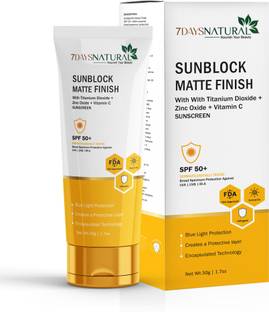 7days natural Sunscreen - SPF 50 PA+++ Matte Finish Sunscreen SPF50+ with IR-A protection paraben and sulfate free