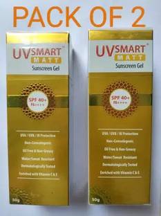 UVSMART Sunscreen - SPF 50 PA++++ MATT SUNSCREEN GEL 50GM pack of 2