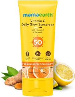 Mamaearth Sunscreen - SPF 50 PA+++ Vitamin C Daily Glow Sunscreen, Tan Protection, No White Cast with Turmeric