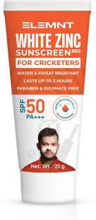 Elemnt Sports Science Sunscreen - SPF 50 PA+++ Zinc Sunblock 360 - White Zinc Oxide Sunscreen for Cricketers & Athletes