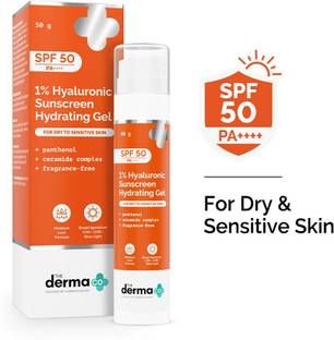 The Derma Co Sunscreen - SPF 50 PA++++ 1% Hyaluronic Sunscreen Hydrating Gel | For Dry & Sensitive Skin