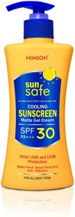 Nimson Sunscreen - SPF 30 PA+++ Sunscreen Gel Cream Cooling UVA & UVB Protection Waterproof Matte Finish Lotion