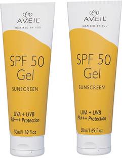 Aveil Sunscreen - SPF 50 PA+++ SPF 50 Gel Sunscreen - Non Greasy, Non Absorbent - Pack of 2