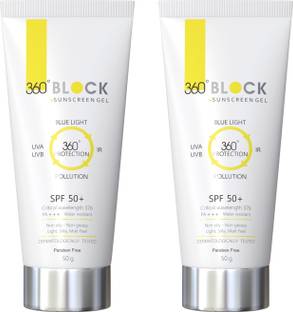 360 Block Sunscreen - SPF 50 PA+++ Gel SPF 50+ Protection Against Blue Light, UVA, UVB & IR