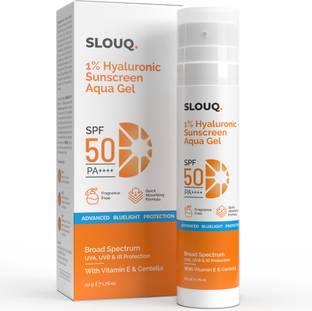 SLOUQ Sunscreen - SPF 50 PA++++ 1% Hyaluronic Sunscreen Aqua Light Gel - SPF 50 - Broad Spectrum, UVA, UVB - 50g