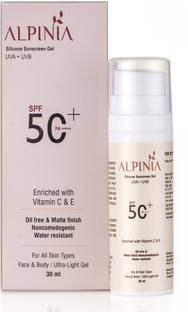 Alpinia Sunscreen - SPF 50 PA++++ Silicone Sunscreen Gel SPF 50 UVA+UVB Vitamin C&E Enriched Oil-Free Matte Finish