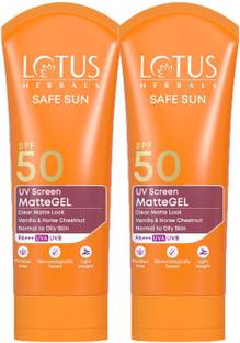 LOTUS Sunscreen - SPF 50 PA+++ Safe Sun UV Screen Matte Gel with ((Pack 2)) ((200g))