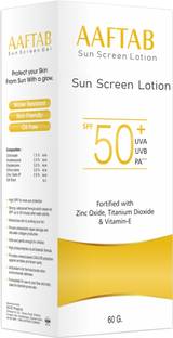 aaftab Sunscreen - SPF 50+ Sun Screen Lotion SPF 50+ UVA & UVB Protection 60ml