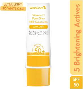 WishCare Sunscreen - SPF 50+ PA++++ Vitamin C Pure Glow Face Sunscreen SPF 50 PA++++ -Broad Spectum Ultra Light