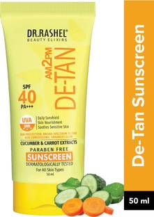 DR.RASHEL Sunscreen - SPF 40 PA+++ DE-TAN SUNSCREEN SPF 40 PA+++ | WITH CUCUMBER & CARROT EXTRACTS