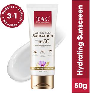 TAC - The Ayurveda Co. Sunscreen - SPF 50 PA+++ Kumkumadi SPF 50 PA+++ Sunscreen | Saffron & Manjistha | Fights Tan & Pigment