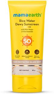 Mamaearth Sunscreen - SPF 50 PA++++ Rice Water Dewy Sunscreen with Rice Water & Niacinamide | For Glass Skin Glow