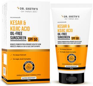 Dr. Sheth's Sunscreen - SPF 50 PA++++ Kesar & Kojic Acid Oil-Free Sunscreen | Reduces Pigmentation