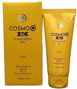 CosmoQ Sunscreen - SPF 50 PA+++ AC Sunscreen Gel SPF 30 PA+++, (60gm)