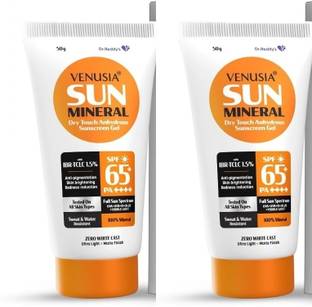 venusia Sunscreen - SPF 65 PA++++ Mineral sunscreen- 50g x Pack of 2