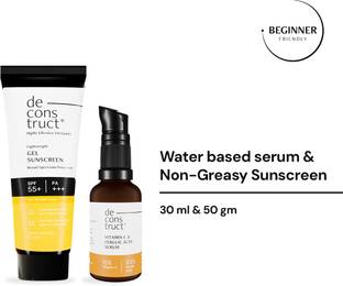 deconstruct Sunscreen - SPF 50 PA+++ Sun Protect Duo | 10% Vitamin C Face Serum (30 ml) + Gel Sunscreen