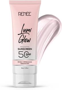 Renee Sunscreen - SPF 50 Lumi Glow Highlighting, Non-Sticky, No White Cast, UVA-UVB Protection