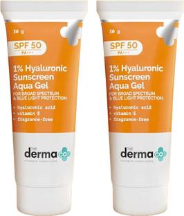 The Derma Co Sunscreen - SPF 50 PA++++ Hyaluronic Sunscreen Aqua Gel- Lightweight, No white-cast for Broad Spectrum