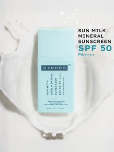 HYPHEN Sunscreen - SPF 50 PA++++ Sun Milk 100% Mineral UV+ Bluelight Protection| Sensitive, Acne-Prone, Oily Skin